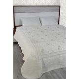 Merinos Ekru Pırıltı Çift Kişilik Embos Battaniye Kemik Silver