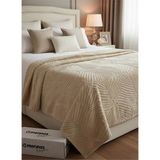 Merinos Elegans Embos Çift Kişilik Battaniye - Bej - 220 x 240 cm