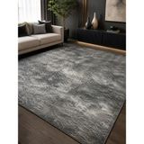 Merinos Jel Kaymaz Tabanlı 6 M² Modern Gri Geometrik Desenli Halı – Leke Tutmaz, Yumuşak Dokulu, Dekoratif Salon Halısı - 200 x 400 cm
