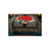 Merinos Kadife Battaniye 220X240 Gülfem Petrol-Kırmızı