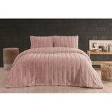 Merinos Luxe 3 Parça Çift Kişilik Yatak Örtüsü Seti Kutulu 230X250 Çizgili Pudra
