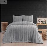 Merinos Luxe Çift Kişilik Yatak Örtüsü Seti - Gri Çizgi Model - Renkli - 230 x 250 cm