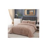 Merinos MARKA PELUŞ YORGAN SETİ ÇİFT KİŞİLİK 2 ADET YASTIK KILIFI 220*240 YORGAN SÜTLÜ KAHVE