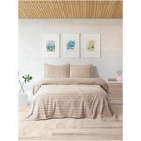 Merinos Modern Line Twist 3 Parça Çift Kişilik Battaniye Seti - V - 220 x 240 cm - Vizon