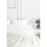 Merinos Pırıltı Çift Kişilik Battaniye Gümüş IŞLEMELI-220X240 - Açık Krem