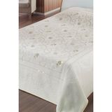 Merinos Pırıltı Embos Çift Kişilik Battaniye 220 x 240 cm Kemik Gold Işlemeli Yumuşak Polyester F931