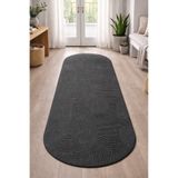 Merinos Rölyef Oval Kaymaz Yıkanabilir Bukle Salon Mutfak Koridor Yolluk Halı ANTRASİT