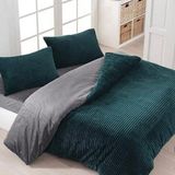 Merinos Tek Kişilik Fitilli Peluş Nevresim Takımı - 100 x 200 cm - Petrol Mavi - Gri