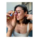 Merishe Jewerly Gold Bordo Oval Düğme Vintage Antialerjik Paslanmaz Küpe