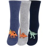 meristanbul 3'lü Erkek Çocuk Dinozor Motifli Çorap Seti - Renkli ve Eğlenceli Tasarım (3lü Set (Mavi, Gri, Siyah), 27-30)