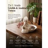 Merka 2’si 1 Arada Kuru Kafa Gözlük ve Anahtarlık Tutucu – Dekoratif Masaüstü Organizer - Beyaz