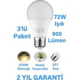 Merkez Avize Horoz 9W LED Ampul Günışığı E27 Duy 900 Lümen LED Lamba 3lü - Beyaz
