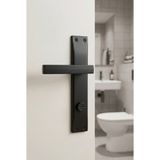 Merkezoğlu Ticaret Mat Siyah Kare Aynalı Wc ve Banyo Kapı Kolu - Sağ Yön (1 Takım) - 1 Çift