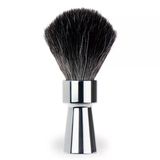 Merkur Tıraş Fırçası 1100 | Siyah Fiber, Sentetik Saç | Parlak Krom | Vegan | Alüminyum Sap | Almanya'da Yapıldı