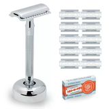 Merkur Tıraş Makinesi Seti 23C, Birinci Sınıf Tıraş Makinesi, Tıraş Standı Ve 10X Platin Bıçak Dahil | Parlak Krom | Kapalı Tarak | Islak Tıraş İçin İdeal | Almanya'da Yapıldı