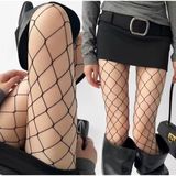 Merlif Lingerie Kadın Siyah Büyük File Külotlu Çorap – Rahat ve Şık Tasarım Esnek ve Rahat - File Siyah - Standart