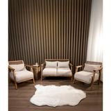 Merlin Koltuk Takımı İkili Koltuk İki Berjer Yan Sehpa Balkon Ofis Mobilyası Krem Salon Takımı