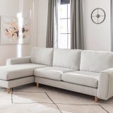 Merlin Mini Köşe Koltuk, Naturel, Fitilli Kol, Recycled, Açık Gri