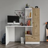 Merlin Mobilya Minör Çalışma Masası ve 7 Bölmeli Kitaplık - 134 x 60 x 150 cm - Meşe