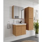 Merlin Mobilya Mintika 3'lü Banyo Dolabi Takimi-65'lik Hilton Lavabo bambu renk