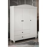Merlin Mobilya Torino 3 Kapaklı 2 Çekmeceli Dolap Beyaz MDF Malzemeden Modern Tasarımlı
