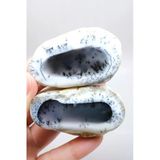 Merlinit (Dendritik Opal) - Mavi Kalsedon ve Bal Opal Cilalanmış Çift | Fikir ve Dengelenme Taşı