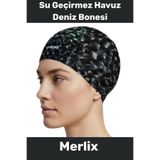 Merlix #Yüzme Şapkası Bone Uzun Saç Kaymaz Su Geçirmez Sızdırmaz Yüzücü Havuz Deniz Bonesi Elastik Bez Yüzme Şapkası