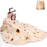 mermaker Burritos Tortilla Battaniye 2.0 Çift Taraflı 180 cm Yetişkinler ve Çocuklar için, Dev Komik Gerçekçi Yemek Battaniyeleri, 285 GSM Yeni Yumuşak Flanel Taco Battaniye (Sarı -Çift Taraflı)