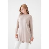 Mermaya Premium Kalite Penye Tunik. - Bej - L - XL