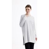 Mermaya Premium Kalite Penye Tunik. - Standart - Beyaz - Hafif Siyah