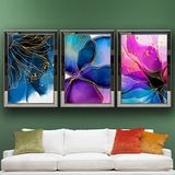 Mermer-2 Temalı Aynalı Çerçeveli 3 lü Kanvas Tablo Seti 150x70 cm SETS0242