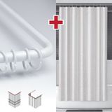 Mermer Desen Banyo Perdesi + Askı Aparatı Polyester Kumaş Plastik C Halkalı Duş Perdesi Çok Renkli