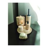 Mermer Desen Bej Beton Banyo Set,,Tuvalet WC,Çöp Kovası,Sabunluk,Tepsi,Pamukluk,Mumluk,Aksesuar TR3208
