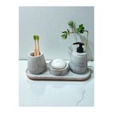 Mermer Desen Beton Banyo Seti Sıvı Sabunluk Diş Fırçalığı Aksesuar Takımı, Tepsi,Havluluk TR1081201