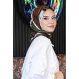 Mermer Desen Bronz Soft Pamuk Eşarp Acı Kahve