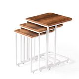 Mermer Desen C Zigon Sehpa 3'lü Mdflam Desenli Renkli 4316 ANTİK CEVİZ MDF (B)