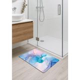 Mermer Desenli Banyo Mutfak Oda Balkon Paspası 40x70cm Kaymaz Taban Dikişli Kenar