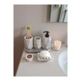 Mermer Desenli Beton Banyo Seti,Sıvı Sabunluk ,Diş Fırçalığı,Kulak Çubukluğu,Katı Sabunluk ve mumluk TR198120