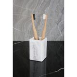 Mermer Desenli Beton Diş Fırçalık - Siyah - En: 6 cm ; Boy: 6 cm ; Yükseklik: 9 cm