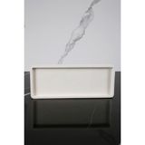 Mermer Desenli El Yapımı Dekoratif Sunum Tepsisi Tabağı Beton Sunumluk 10X25 cm - Beyaz