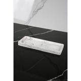 Mermer Desenli El Yapımı Dekoratif Sunum Tepsisi Tabağı Beton Sunumluk 10X25 cm - Siyah - Beyaz