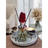 Mermer Desenli Mum ve Vazo Seti, Oda Kokusu, Tealight, Mumluk, Kâğıtlı, Yuvarlak Tepsi - Seçenek 1