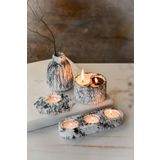 Mermer Desenli Tealigh Mum Vaza Yinyang Soya Wax Hediyelik Dekoratif Mumluk Seti
