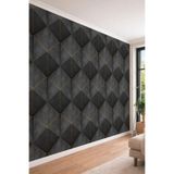 Mermer Dokulu Çizgili Prizma Desenli Tek Parça Tekstil Duvar Kağıdı, 300 x 280