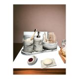 Mermer Görünümlü 6'lı Beton Banyo Seti,Sabunluk,Diş Fırçalığı,Tepsi,Mumluk,Aksesuar,Dekorasyon TR-264