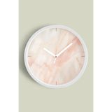 Mermer Görünümlü Modern Tasarım Duvar Saati - 25cm - Önü Camlı Beyaz Kasa - Sessiz Mekanizma, JH0465S25BKP