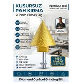 Mermer Granit Seramik İçin Elmas Konik Taşlama Pah Kırma Panç Ucu 70mm Matkap Aparatlı M14 Uyumlu 723575