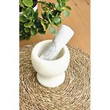 Mermer Havan Seti Doğal Ağır Mermer Handmade Sarımsak Ezici Dövücü Beyaz