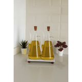 Mermer Stantlı Borosilikat Cam Glazzy 2'li Yağlık & Sosluk 750 ml - Şeffaf