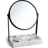 Mermer Tepsili Makyaj Aynası, Tepsili Makyaj Aynası, Tepsili Masa Aynası, İki Taraflı 15 Cm 1X/3X Büyütme Aynası